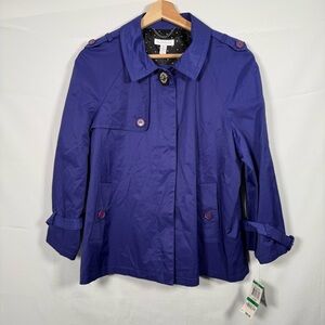 Charter Club Blue/Purple Trench Coat Classic Collar Lightweight‎
